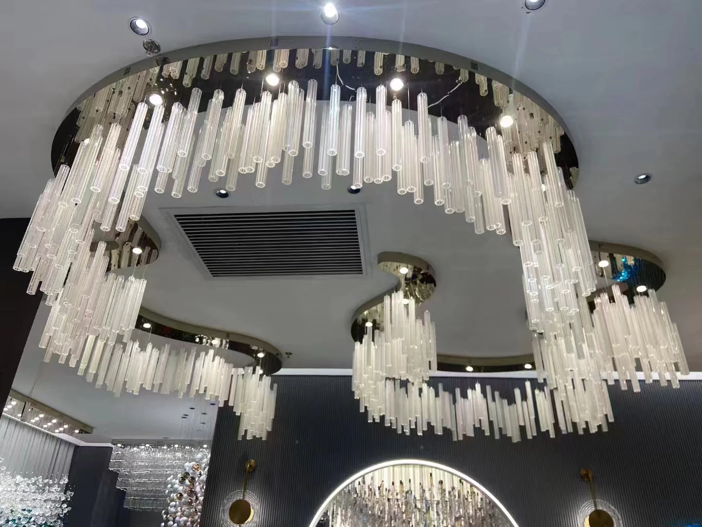 Modern Irregular Floating Hollow Glass Cylinder Chandelier for Living Room/Hotel/Restaurant - Image 2