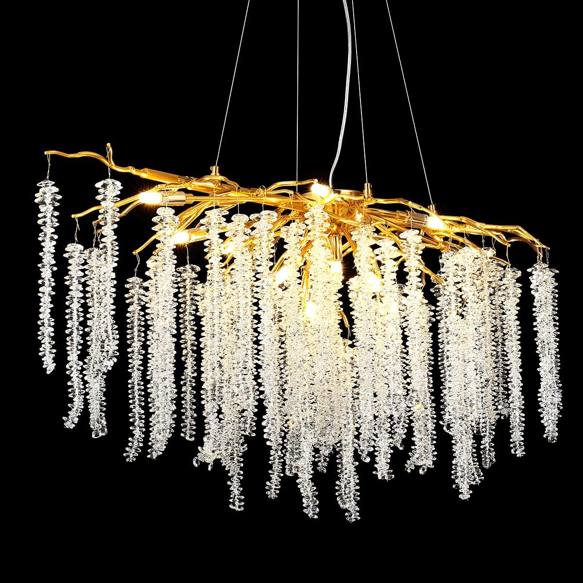 Doris White Crystal Branch Round Chandelier D20.5" L45" - Image 10