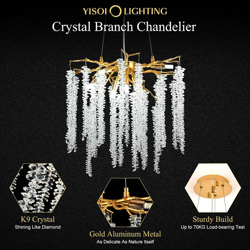 Doris White Crystal Branch Round Chandelier D20.5" L45" - Image 11