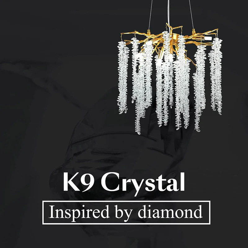 Doris White Crystal Branch Round Chandelier D20.5" L45" - Image 12