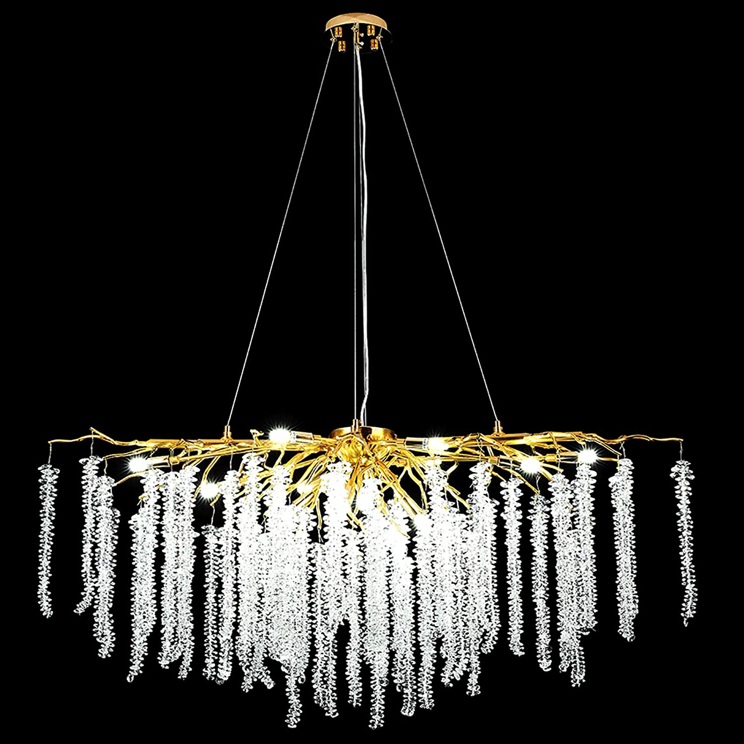 Doris White Crystal Branch Round Chandelier D20.5" L45" - Image 2