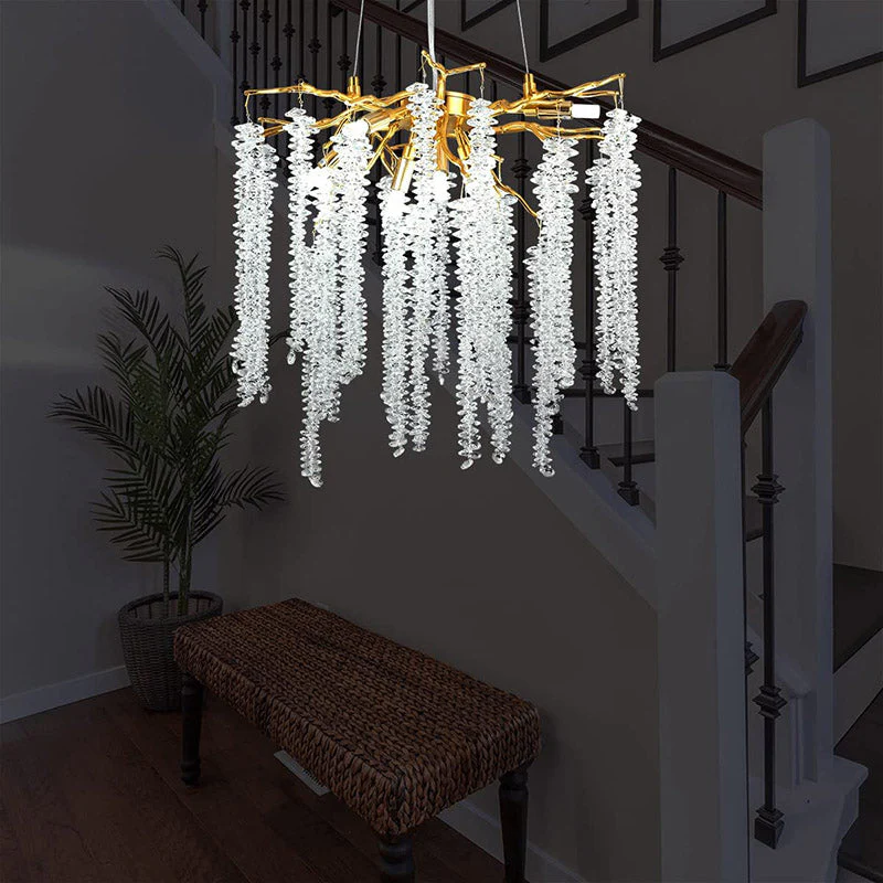 Doris White Crystal Branch Round Chandelier D20.5" L45" - Image 5