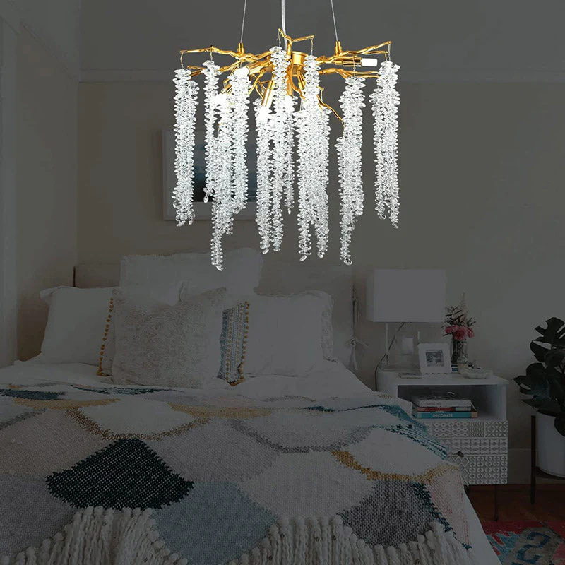 Doris White Crystal Branch Round Chandelier D20.5" L45" - Image 6