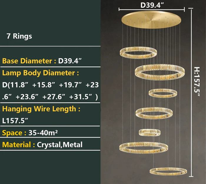Modern Layered Ring Crystal Chandelier For High Ceiling Living Room /Foryer/Stairscase - Image 14