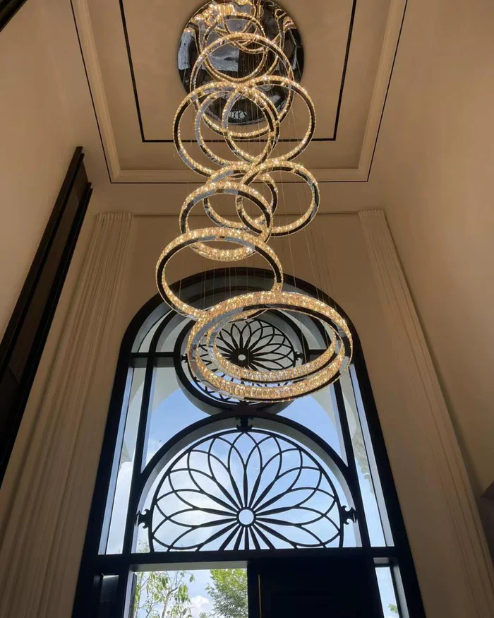 Modern Layered Ring Crystal Chandelier For High Ceiling Living Room /Foryer/Stairscase - Image 7