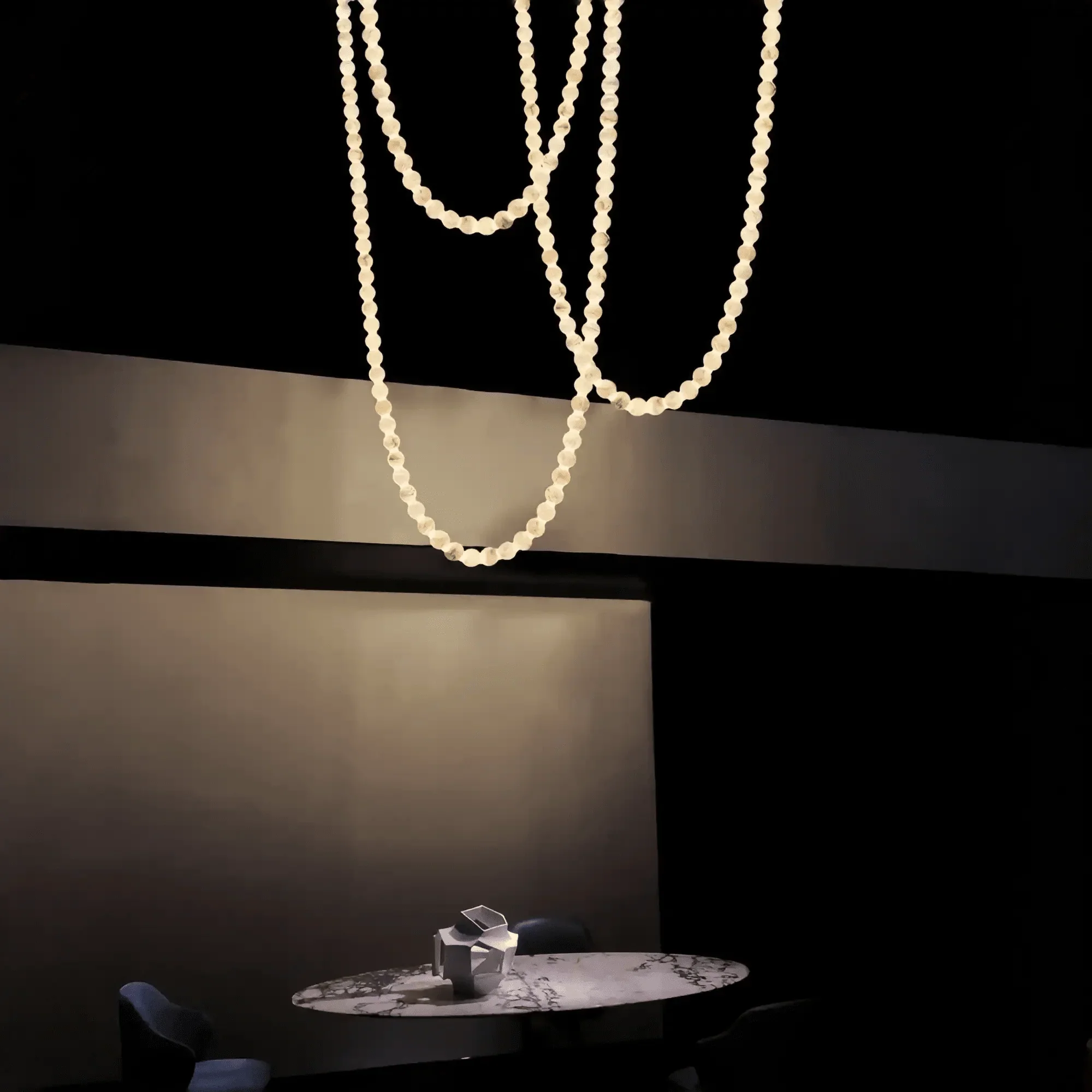 Modern LED Natural Alabaster Globes Beads Hanging Chandelier Indoor Lighting Fixture - Image 14