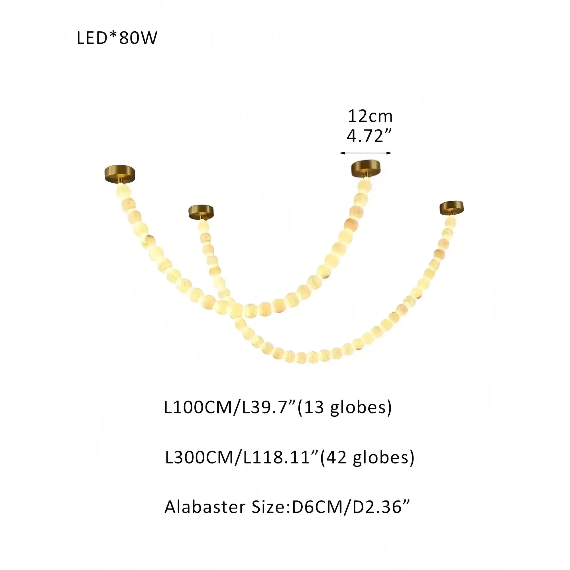 Modern LED Natural Alabaster Globes Beads Hanging Chandelier Indoor Lighting Fixture - Image 20