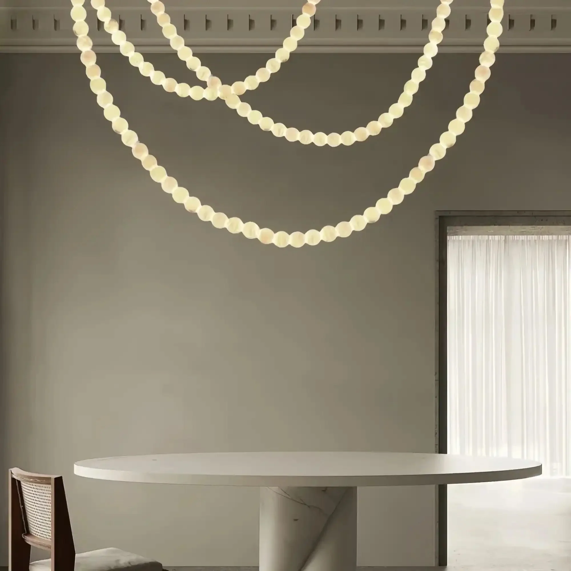 Modern LED Natural Alabaster Globes Beads Hanging Chandelier Indoor Lighting Fixture - Image 3