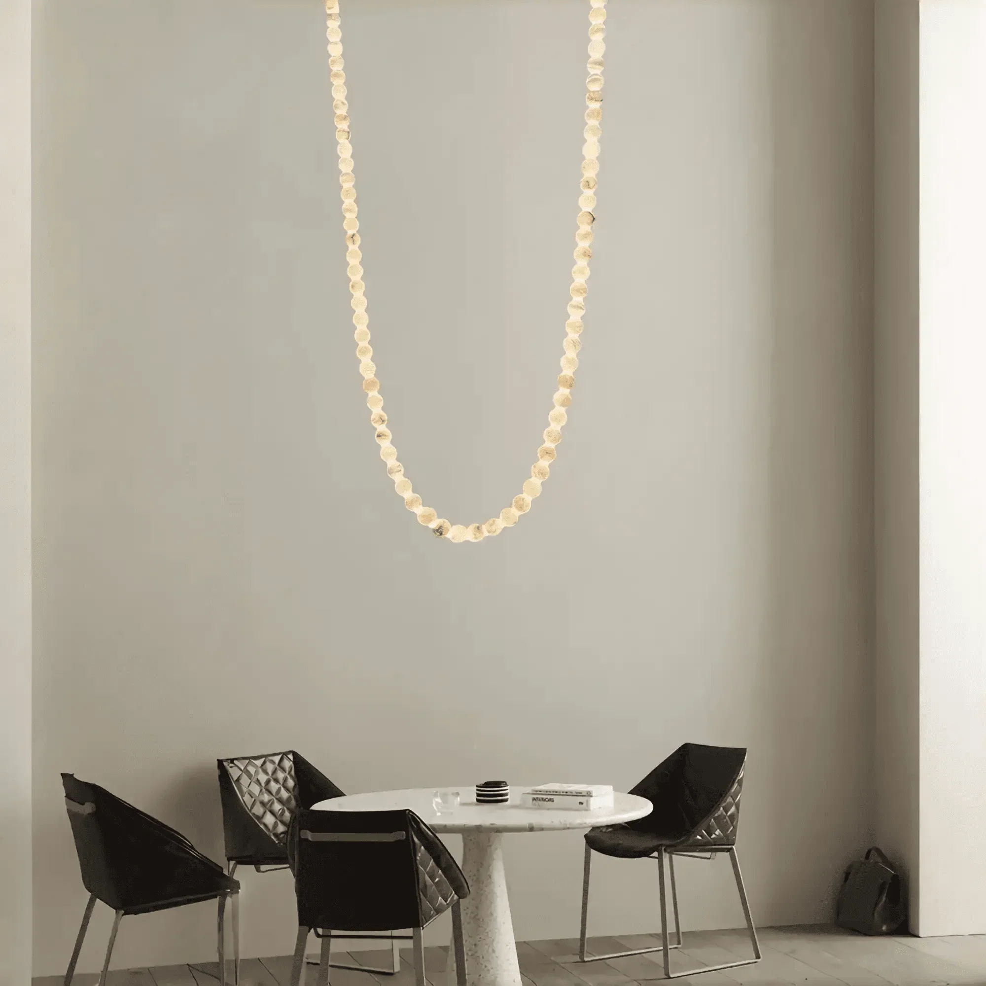 Modern LED Natural Alabaster Globes Beads Hanging Chandelier Indoor Lighting Fixture - Image 4