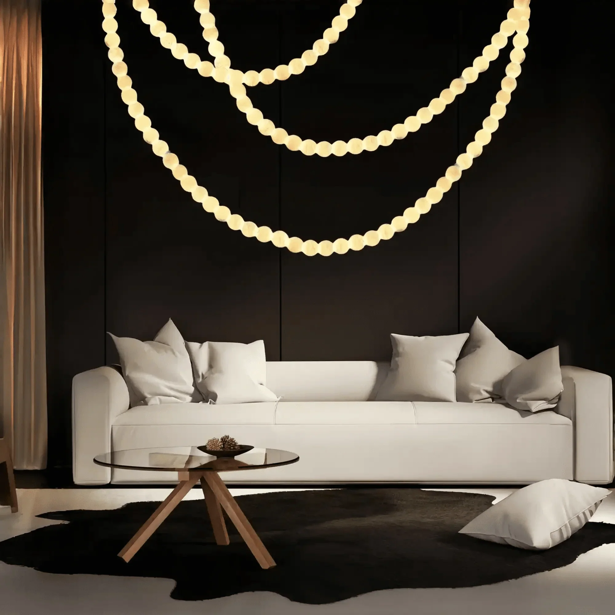 Modern LED Natural Alabaster Globes Beads Hanging Chandelier Indoor Lighting Fixture - Image 6