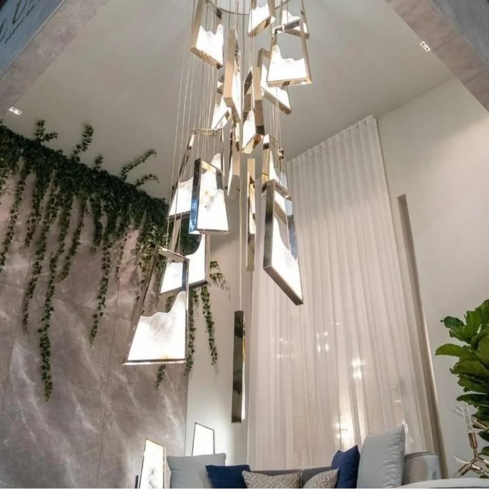 Modern Light Luxury Alabaster Chandelier in Gold Finish - Image 10