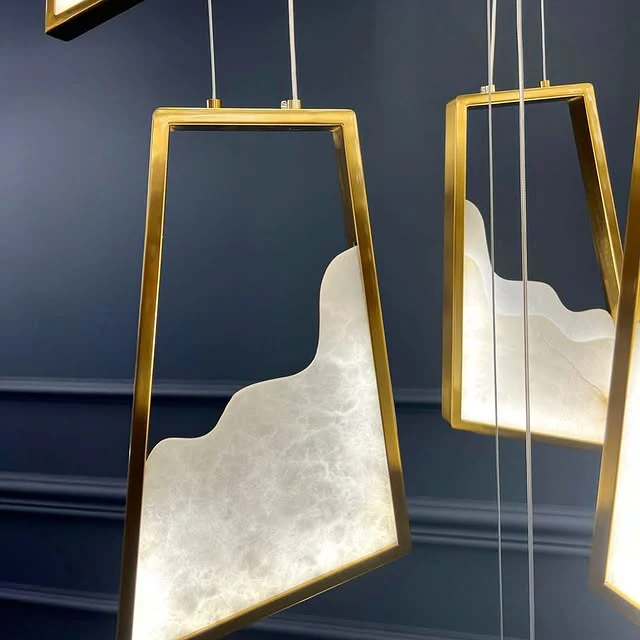Modern Light Luxury Alabaster Chandelier in Gold Finish - Image 8