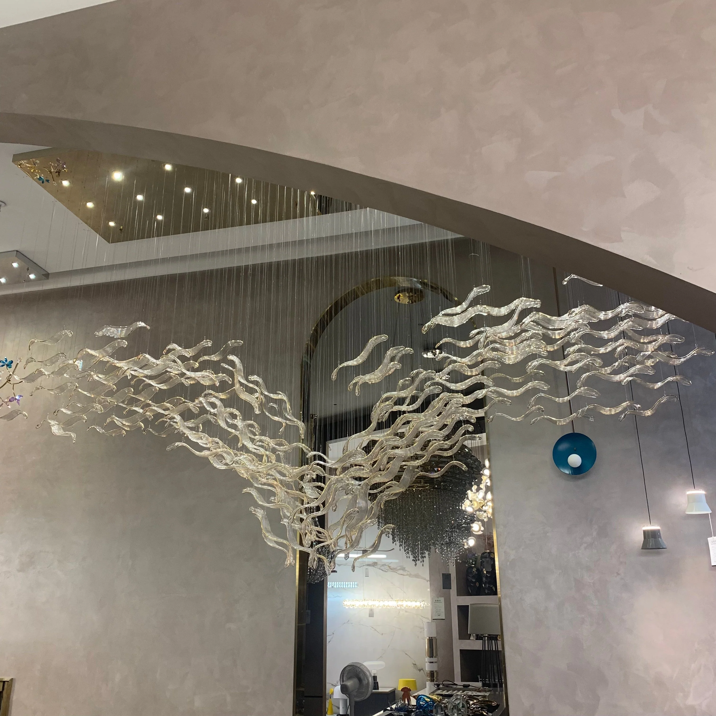 Modern Creative Luxury Seagull Shape Floating Leaves Chandelier for Kitchen Island/Dining Room - Image 8