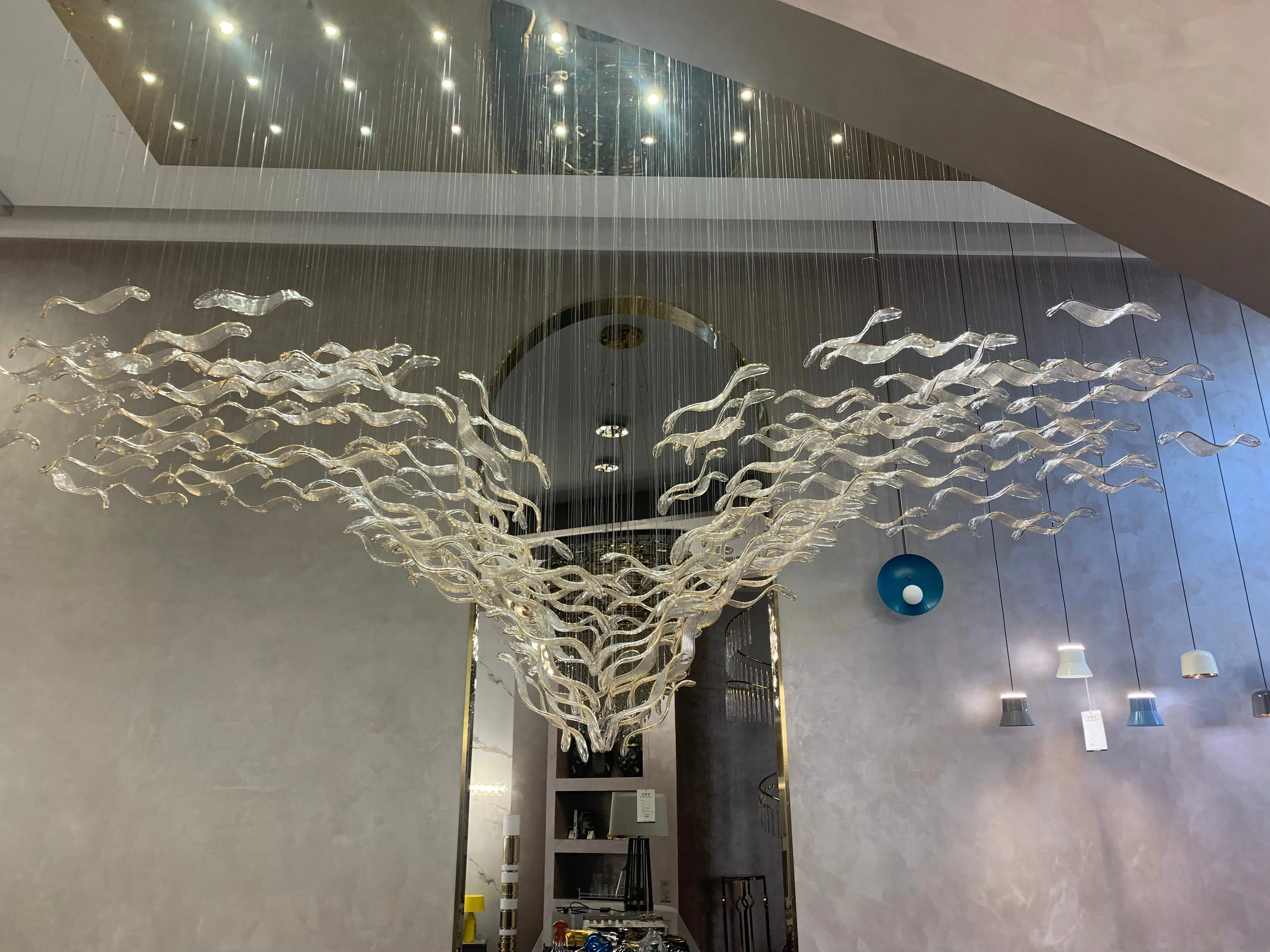 Modern Creative Luxury Seagull Shape Floating Leaves Chandelier for Kitchen Island/Dining Room - Image 9