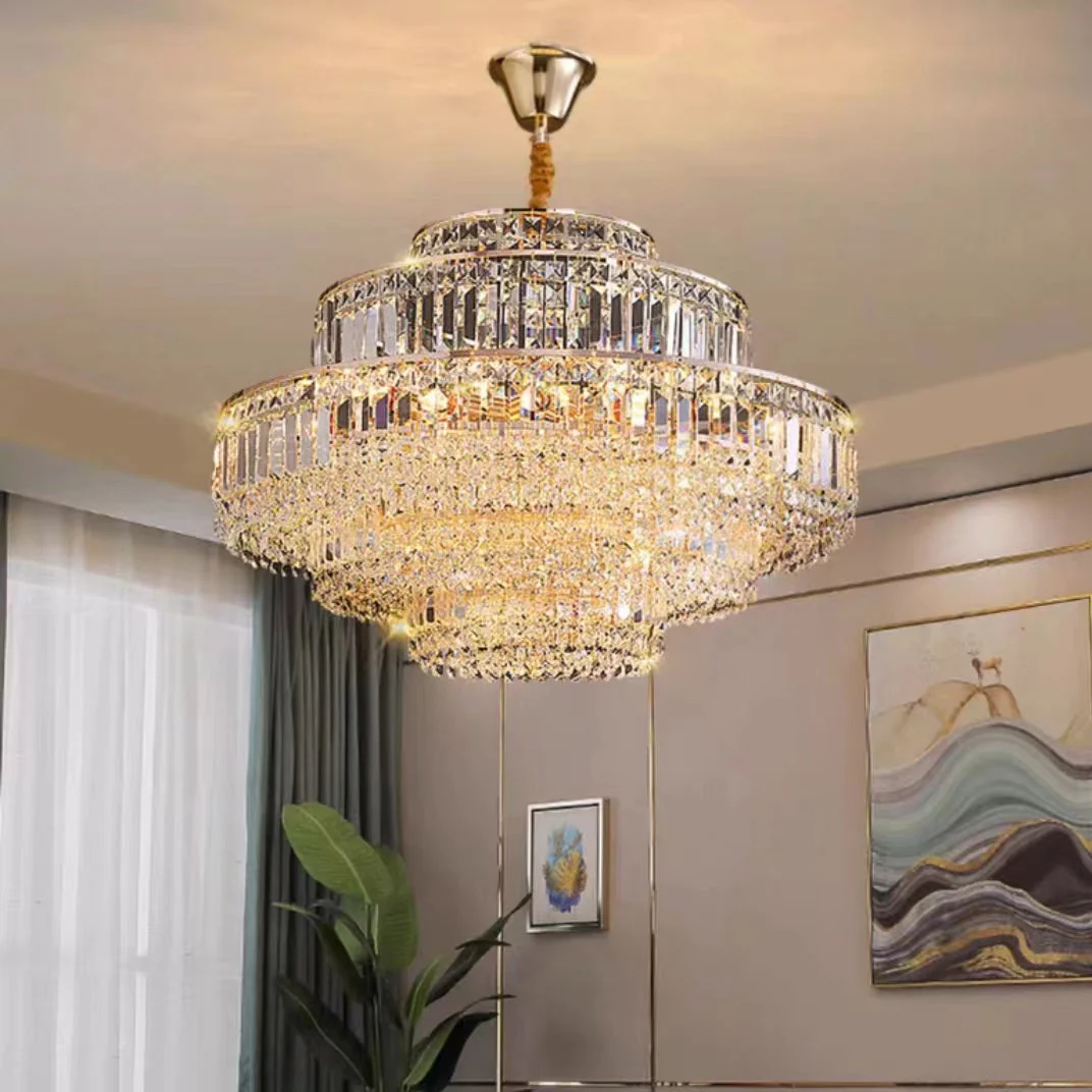Modern Light Luxury Multi-tier Diamond Crystal Rod Pendant Chandelier for Living/Dining Room - Image 2