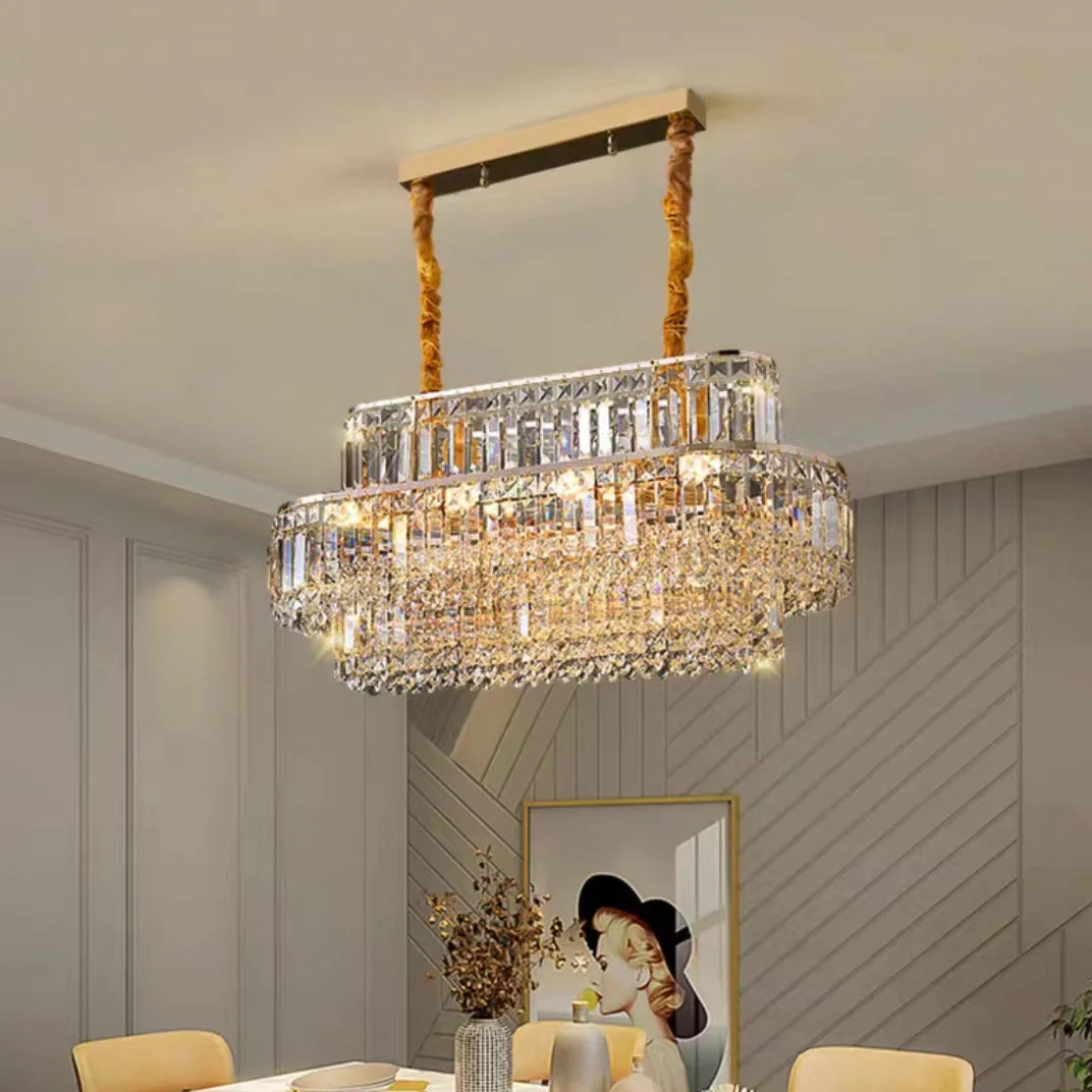 Modern Light Luxury Multi-tier Diamond Crystal Rod Pendant Chandelier for Living/Dining Room - Image 3