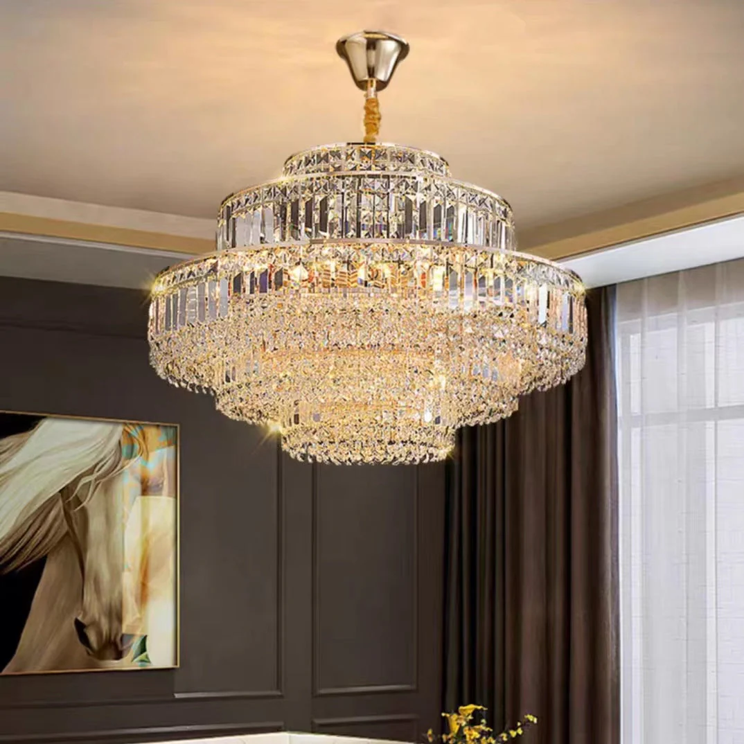 Modern Light Luxury Multi-tier Diamond Crystal Rod Pendant Chandelier for Living/Dining Room - Image 6