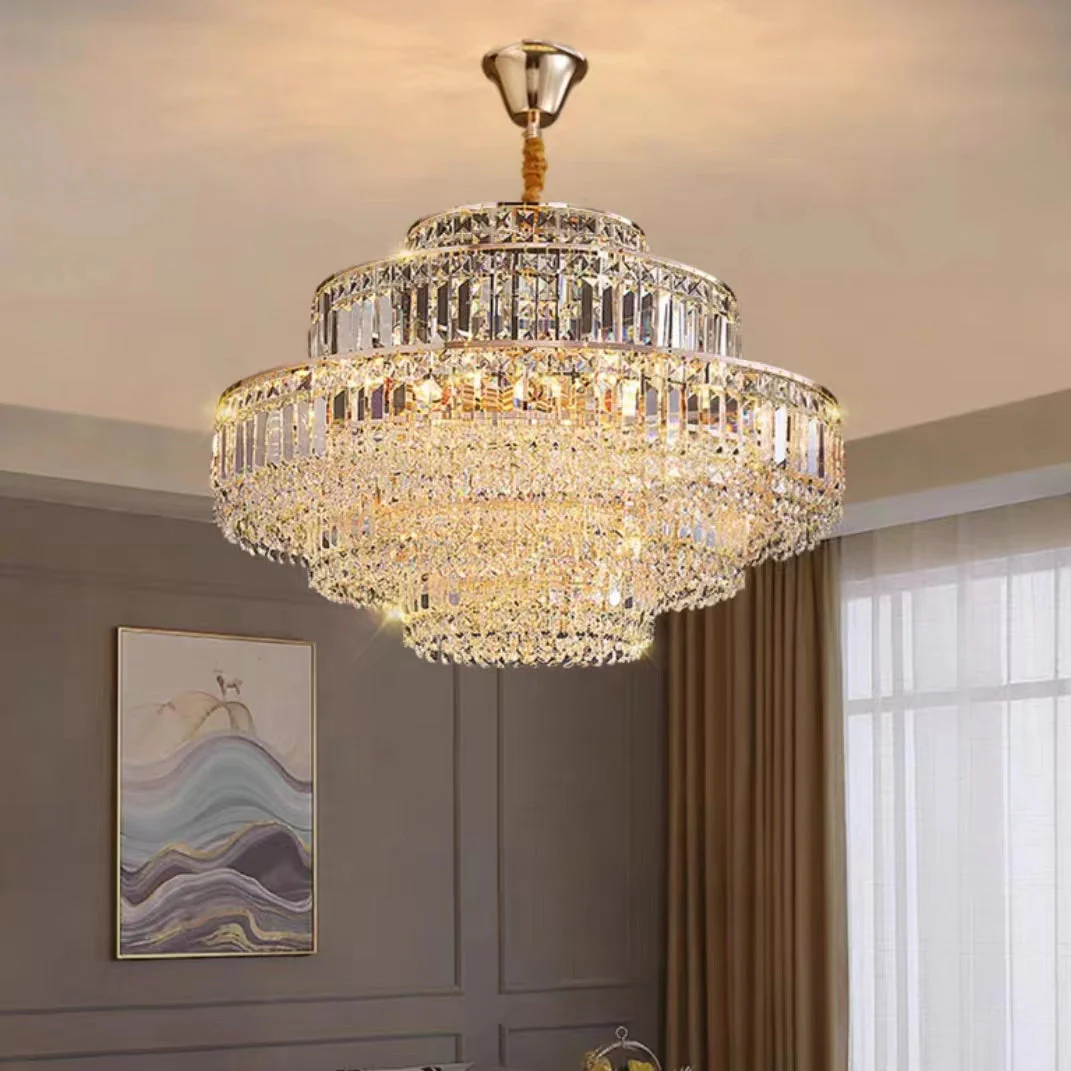 Modern Light Luxury Multi-tier Diamond Crystal Rod Pendant Chandelier for Living/Dining Room - Image 7