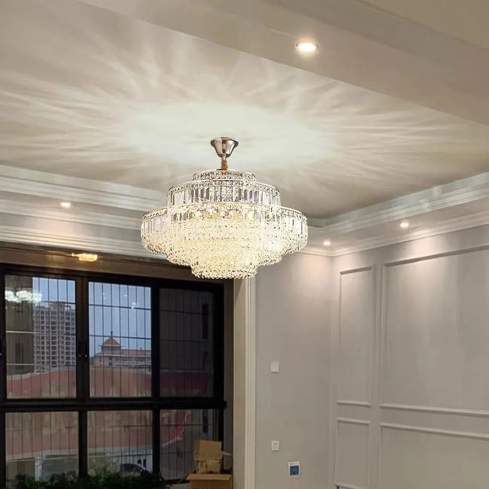 Modern Light Luxury Multi-tier Diamond Crystal Rod Pendant Chandelier for Living/Dining Room - Image 8