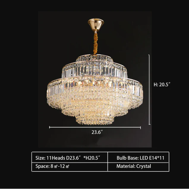 Modern Light Luxury Multi-tier Diamond Crystal Rod Pendant Chandelier for Living/Dining Room - Image 9