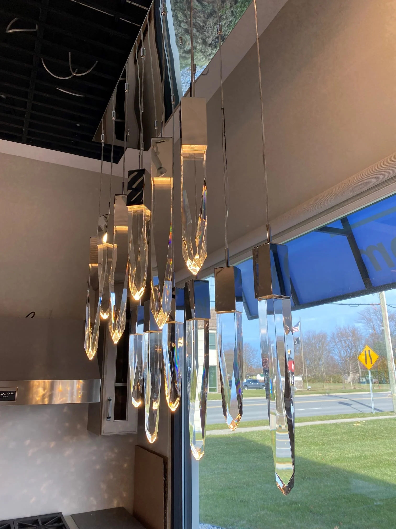 Modern Light Luxury Round/Rectangle Floating Glacier Crystal Chandelier in Black Finish for Kitchen Island/ Staircase/Living Room - Image 11