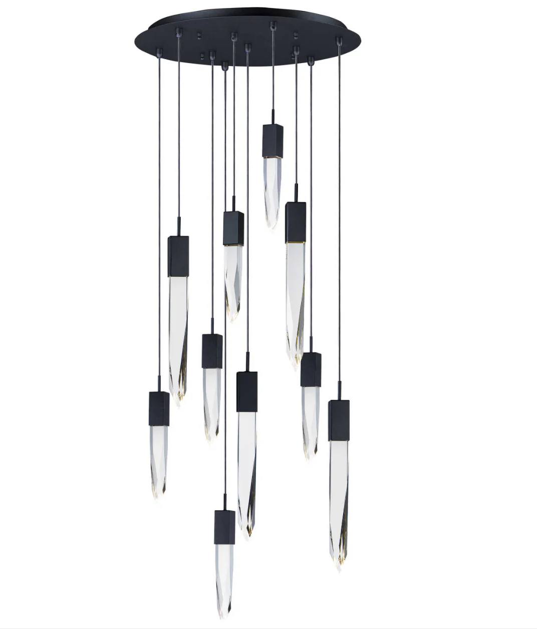 Modern Light Luxury Round/Rectangle Floating Glacier Crystal Chandelier in Black Finish for Kitchen Island/ Staircase/Living Room - Image 15