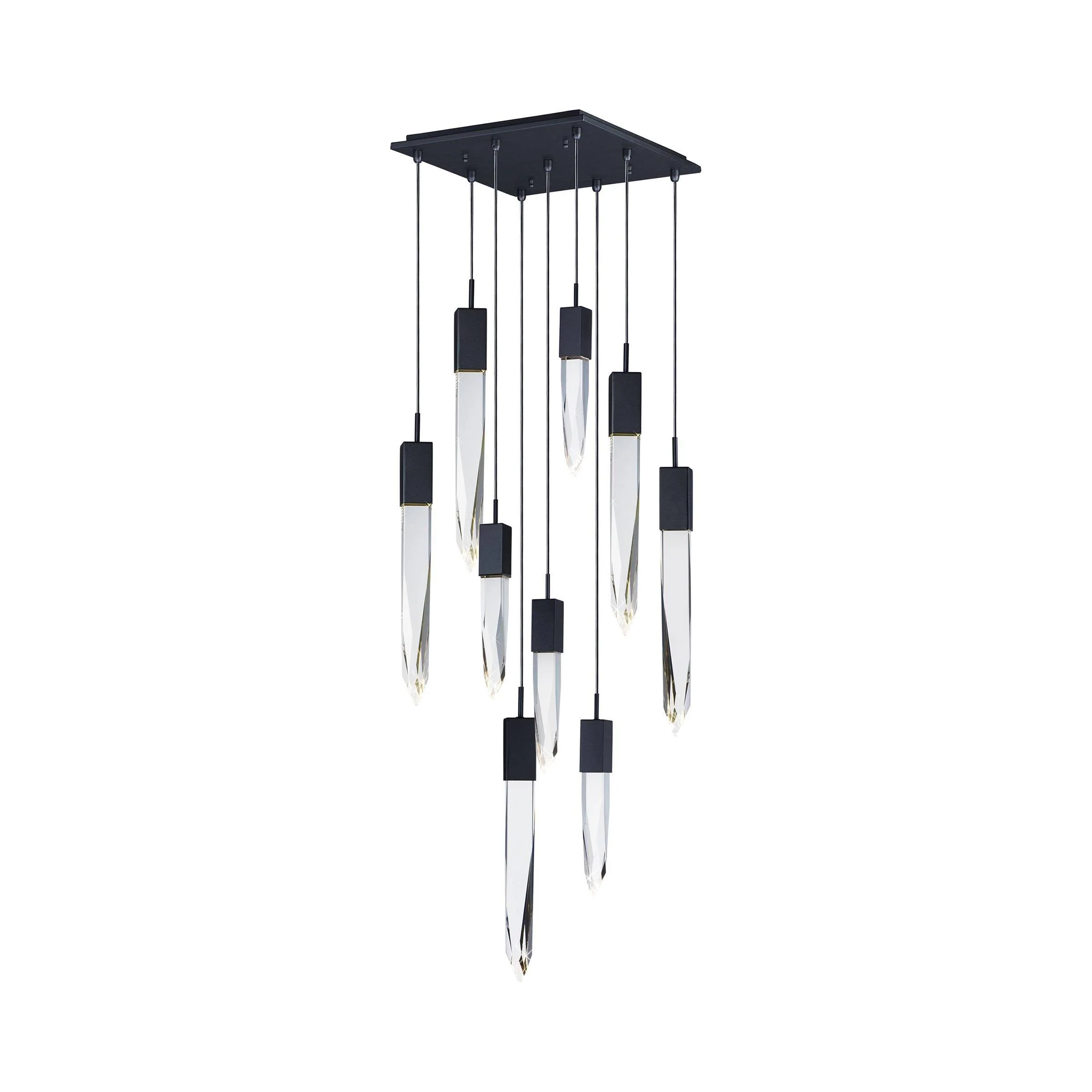 Modern Light Luxury Round/Rectangle Floating Glacier Crystal Chandelier in Black Finish for Kitchen Island/ Staircase/Living Room - Image 17