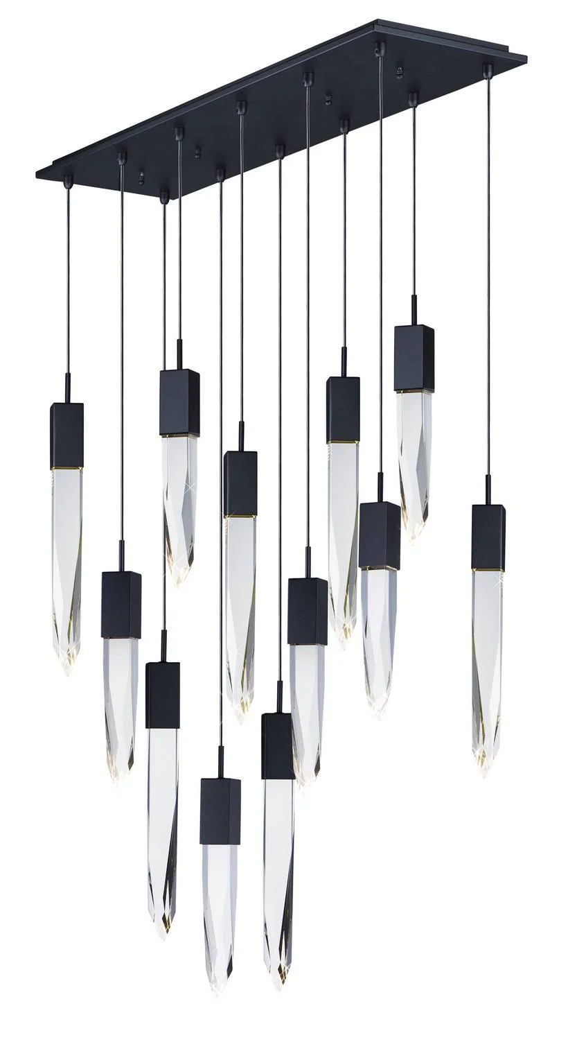 Modern Light Luxury Round/Rectangle Floating Glacier Crystal Chandelier in Black Finish for Kitchen Island/ Staircase/Living Room - Image 18
