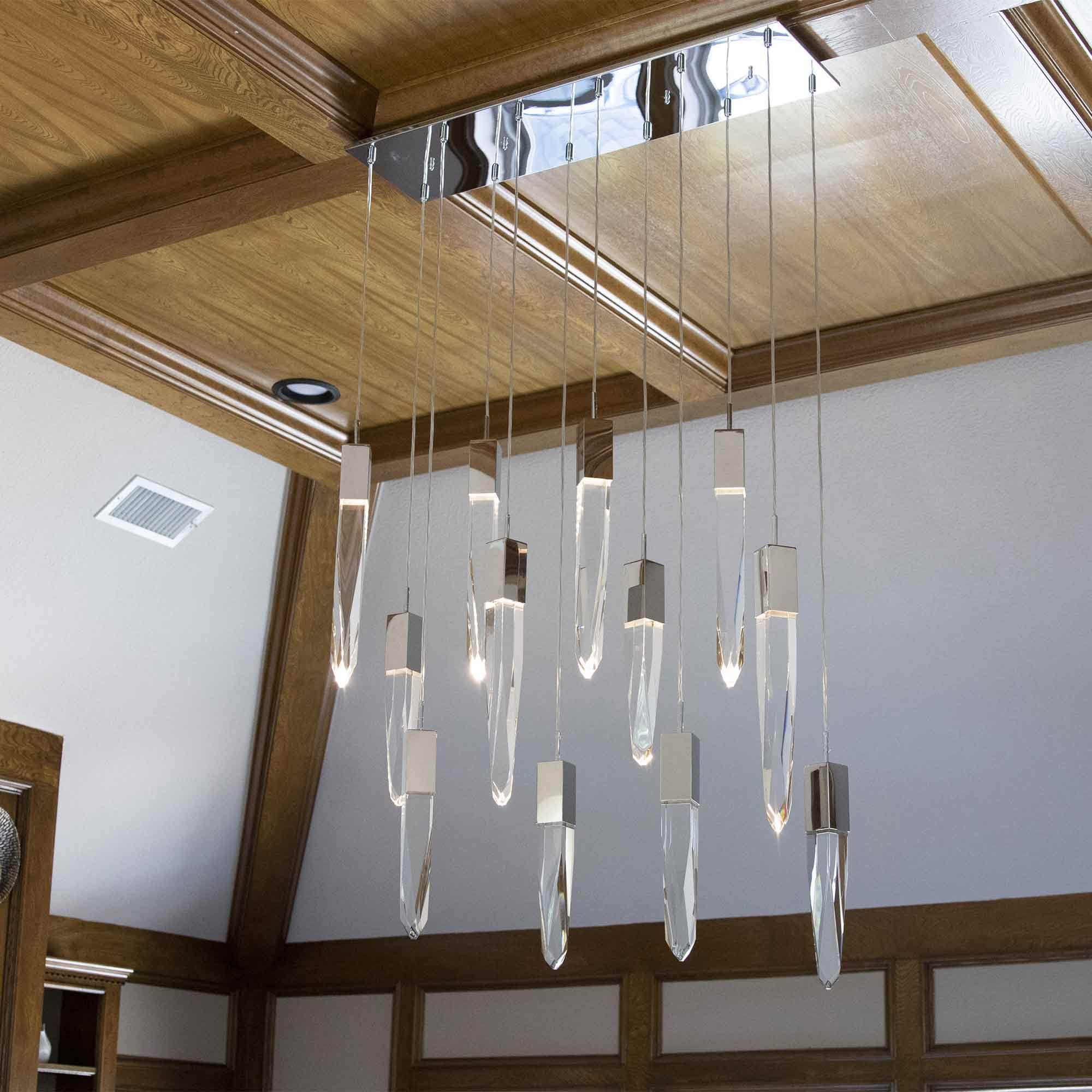 Modern Light Luxury Round/Rectangle Floating Glacier Crystal Chandelier in Black Finish for Kitchen Island/ Staircase/Living Room - Image 3