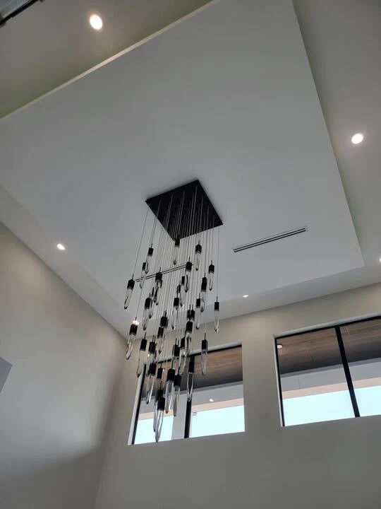 Modern Light Luxury Round/Rectangle Floating Glacier Crystal Chandelier in Black Finish for Kitchen Island/ Staircase/Living Room - Image 5