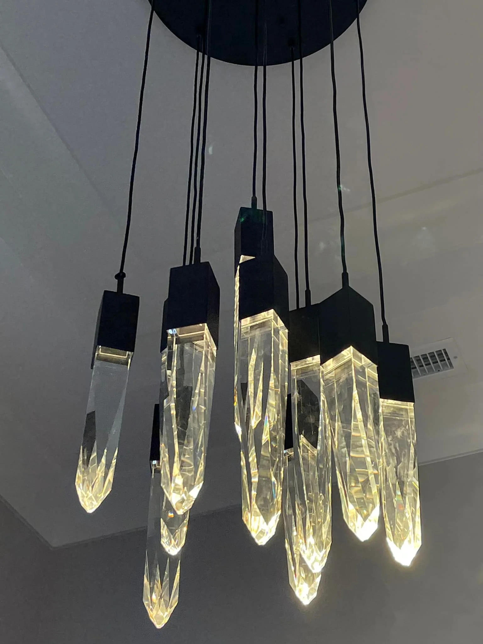 Modern Light Luxury Round/Rectangle Floating Glacier Crystal Chandelier in Black Finish for Kitchen Island/ Staircase/Living Room - Image 8