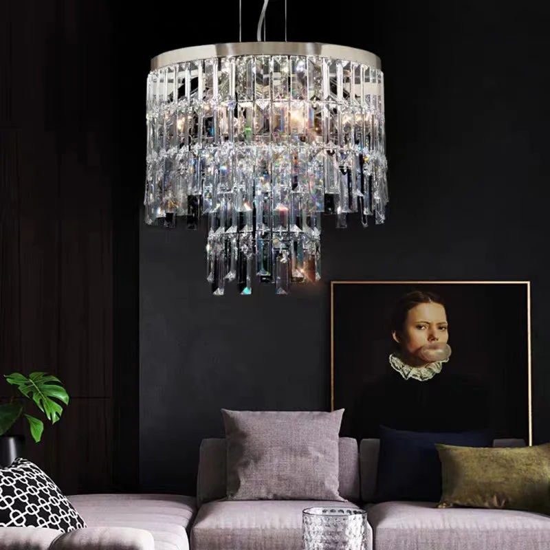 Modern Light Luxury Trendy Layers Crystal Pendant Chandelier for Living Room/Bedroom - Image 2