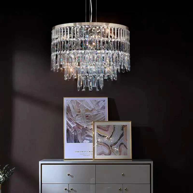Modern Light Luxury Trendy Layers Crystal Pendant Chandelier for Living Room/Bedroom - Image 3