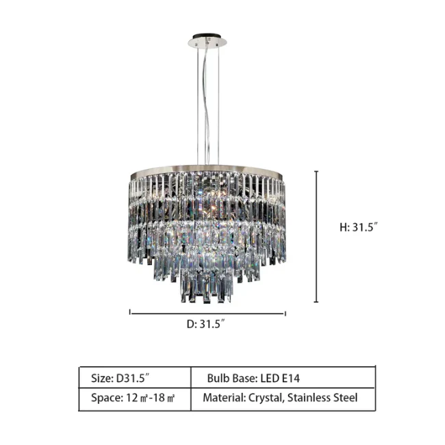 Modern Light Luxury Trendy Layers Crystal Pendant Chandelier for Living Room/Bedroom - Image 8