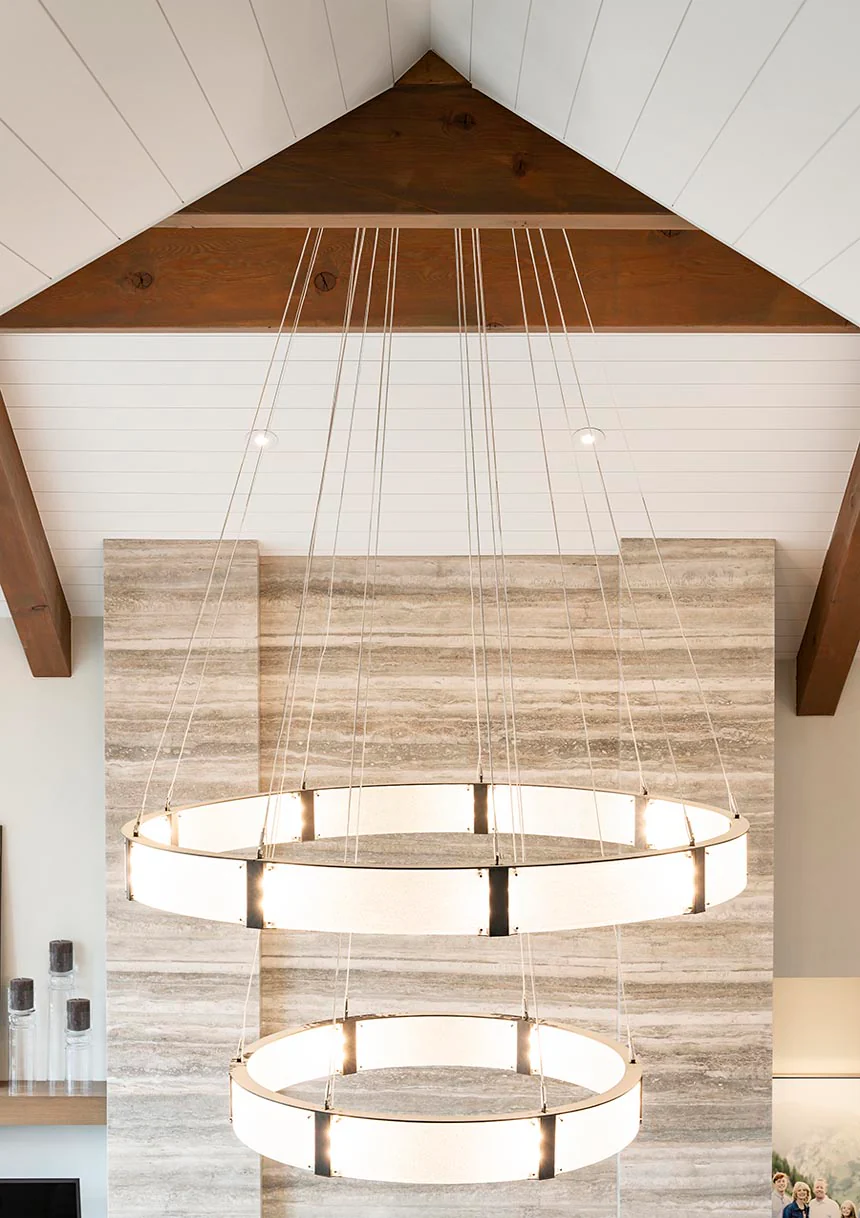 Modern Light Luxury Two-tier Glass Ring Chandelier - Image 3