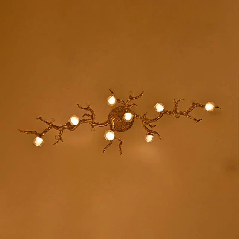 Modern Linear Glass Ball Branch Semi Flush Chandelier - Image 2