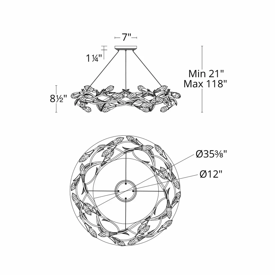 Modern Linear/Round Floral Branches Crystal Chandelier - Image 11