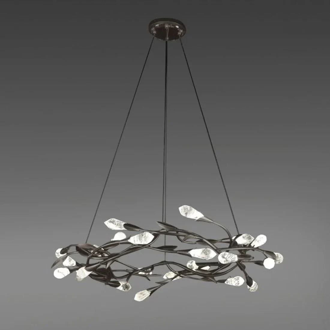 Modern Linear/Round Floral Branches Crystal Chandelier - Image 12