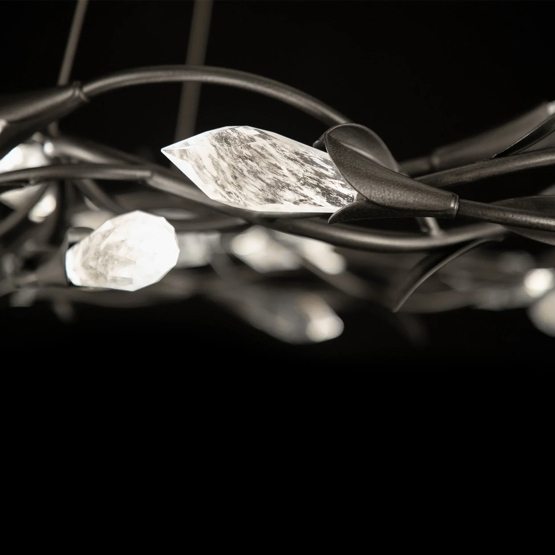 Modern Linear/Round Floral Branches Crystal Chandelier - Image 15