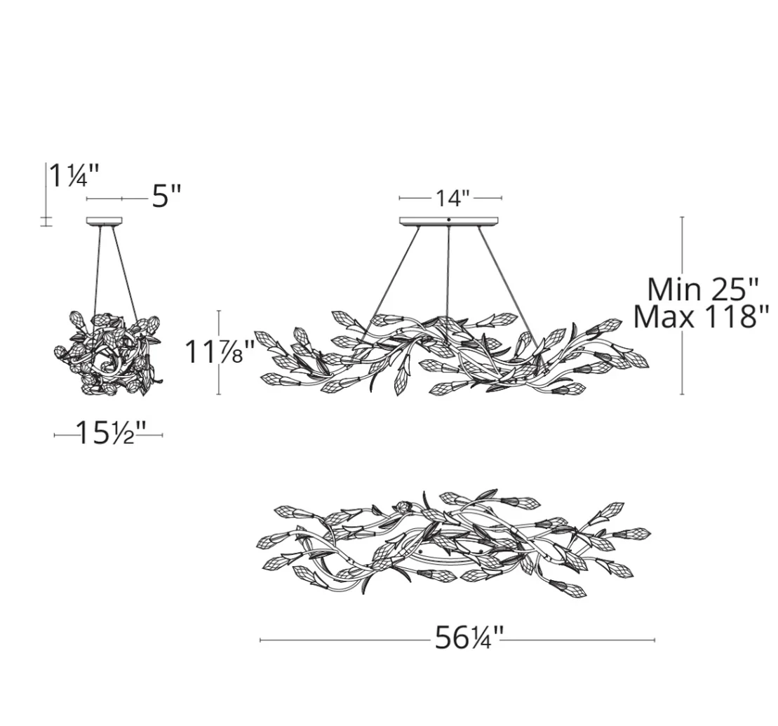 Modern Linear/Round Floral Branches Crystal Chandelier - Image 17