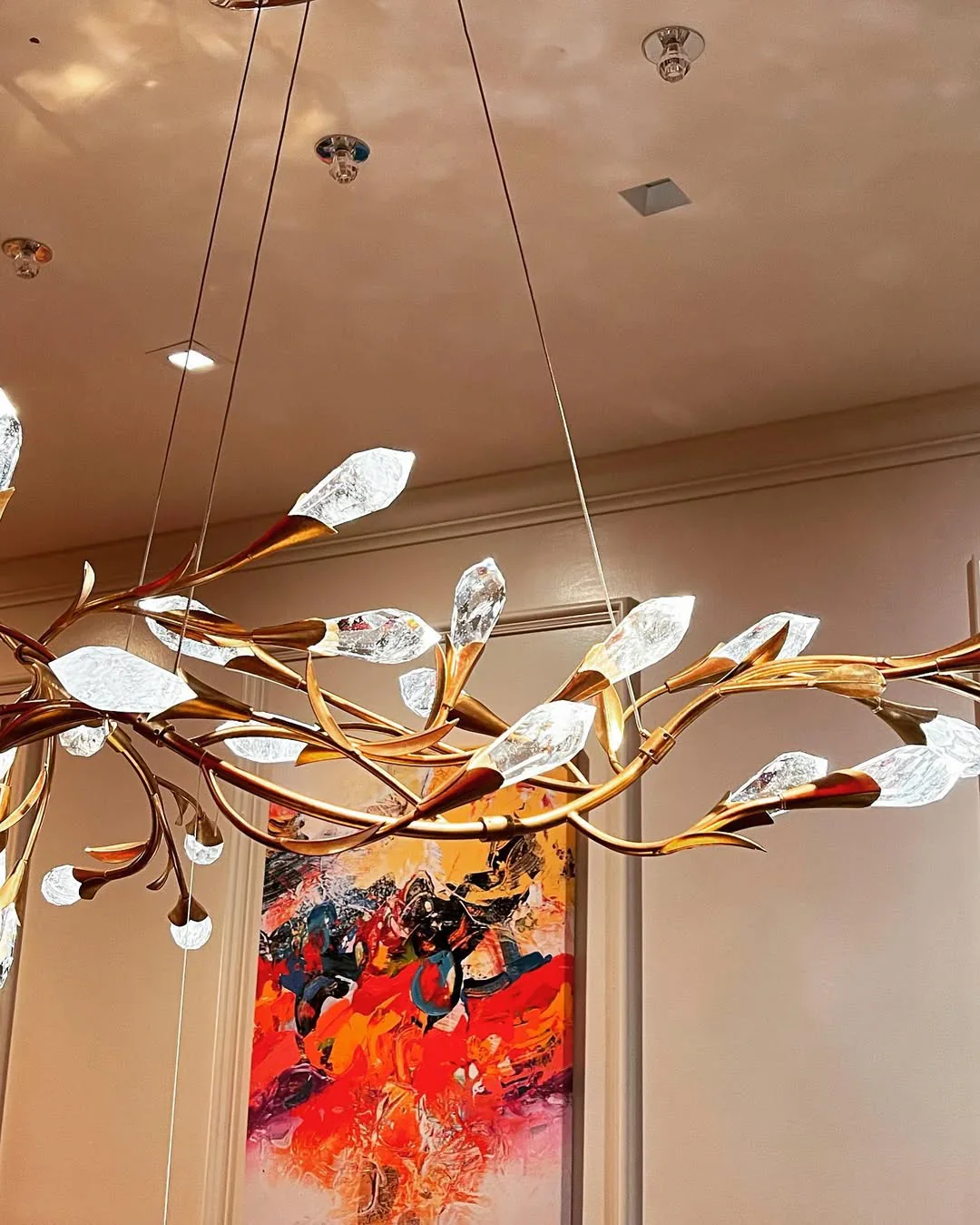 Modern Linear/Round Floral Branches Crystal Chandelier - Image 18