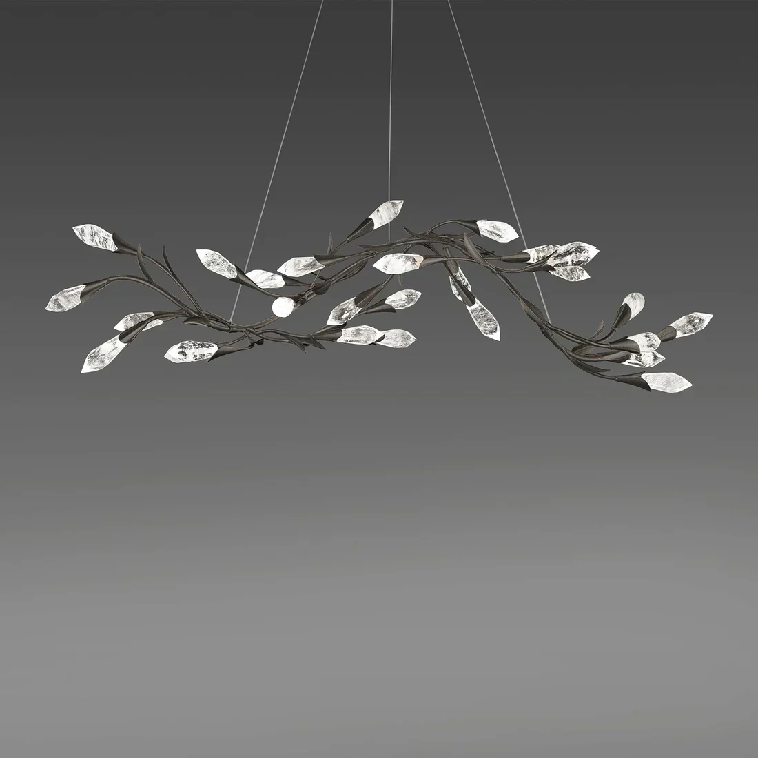 Modern Linear/Round Floral Branches Crystal Chandelier - Image 3