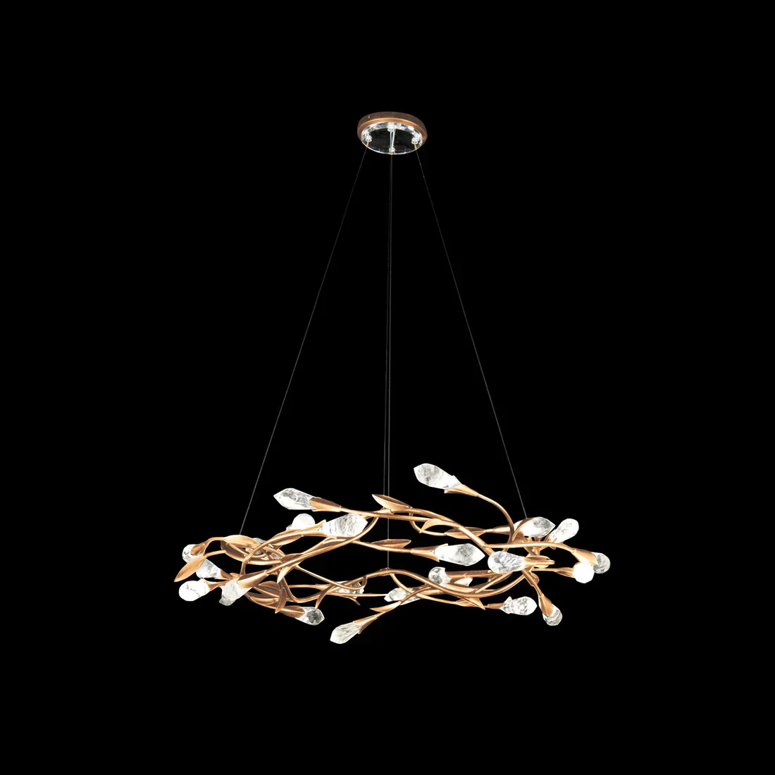 Modern Linear/Round Floral Branches Crystal Chandelier - Image 4