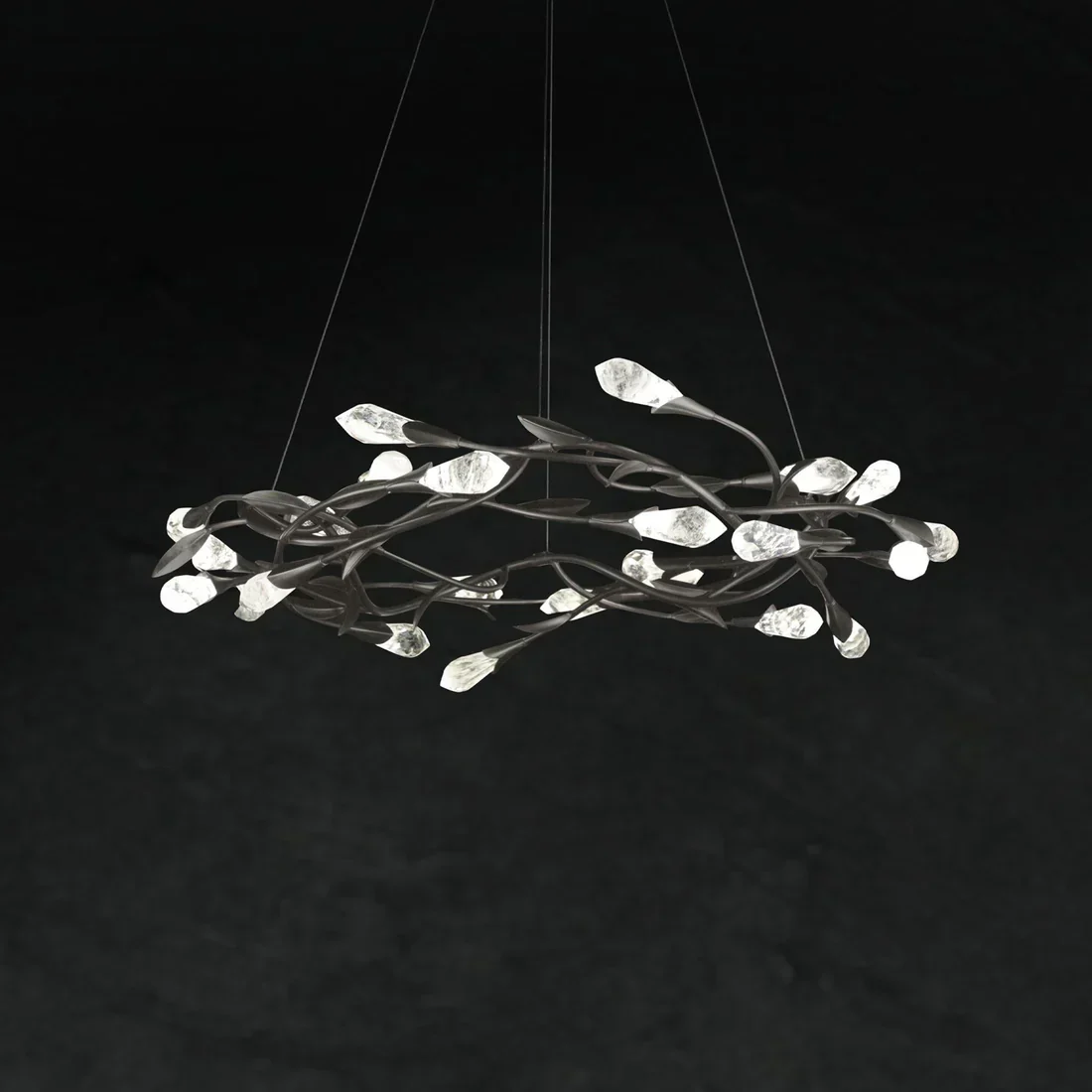 Modern Linear/Round Floral Branches Crystal Chandelier - Image 6