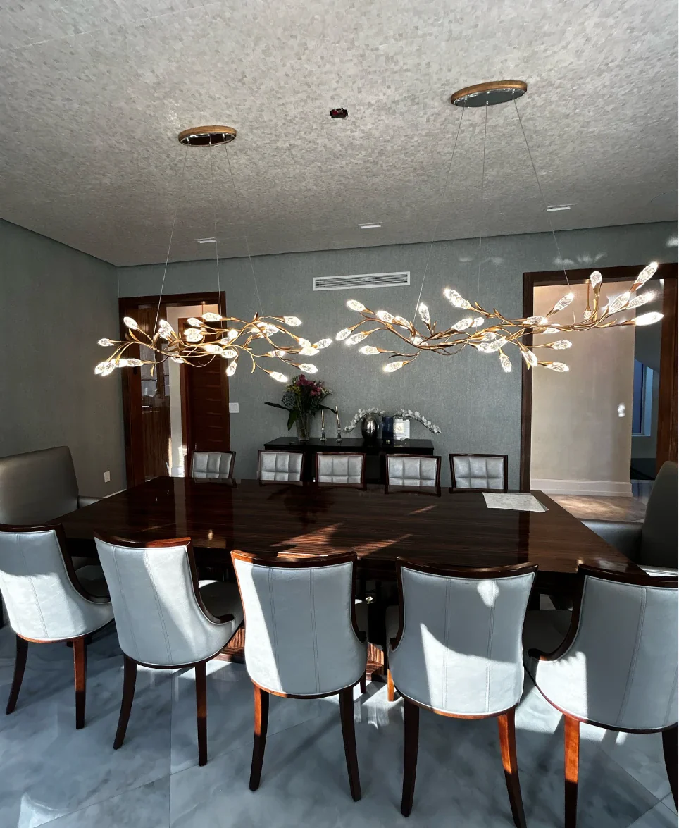 Modern Linear/Round Floral Branches Crystal Chandelier - Image 8