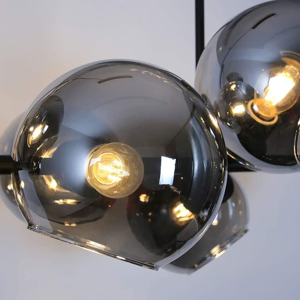 Modern Linear Smoky Gray Glass Globe Shade Chandelier for Dining Room/Kitchen Island - Image 10