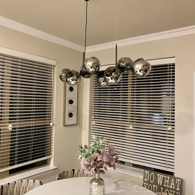 Modern Linear Smoky Gray Glass Globe Shade Chandelier for Dining Room/Kitchen Island - Image 4