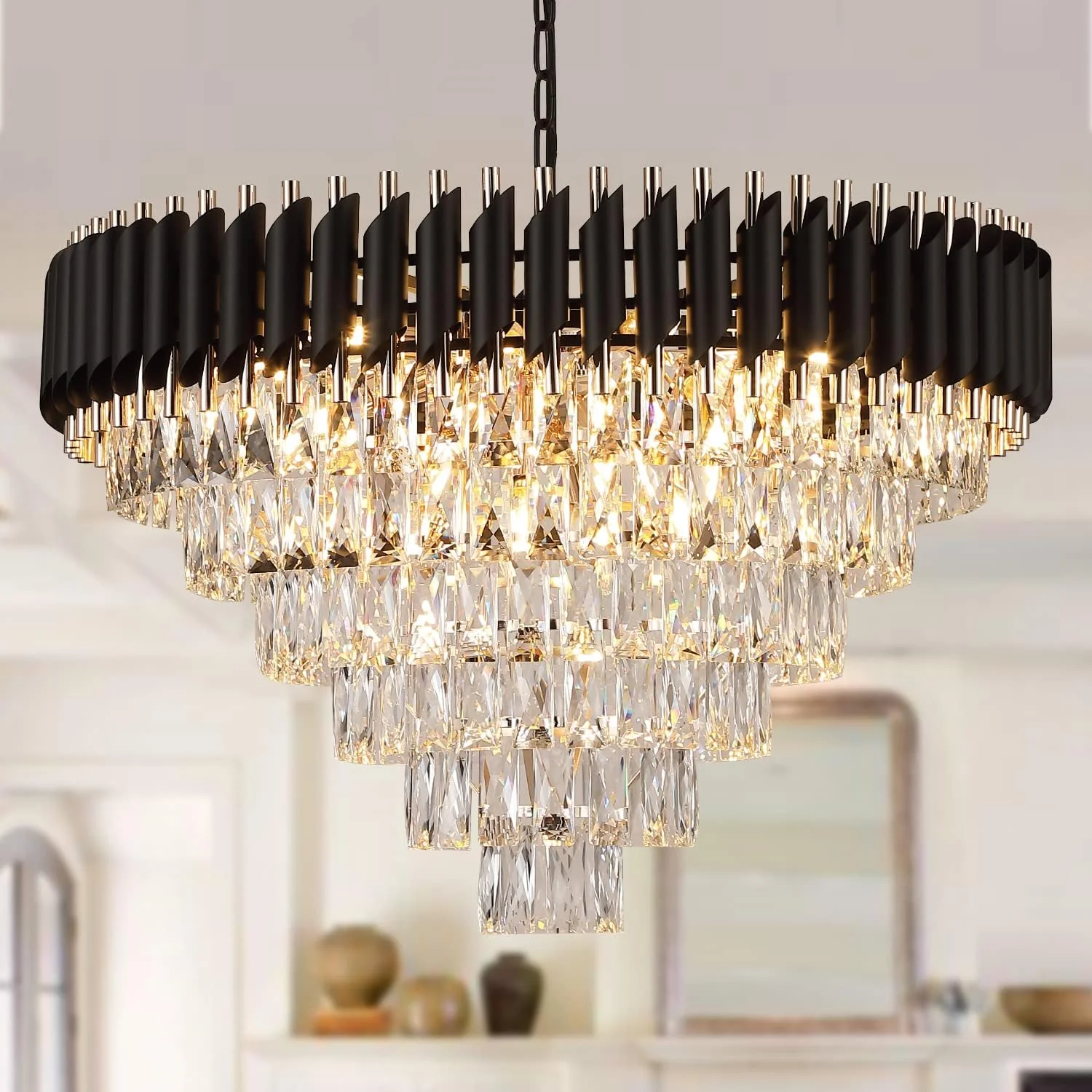 Modern Luxury Multi-Tier Oval/Round Crystal Tiered Chandelier - Image 11