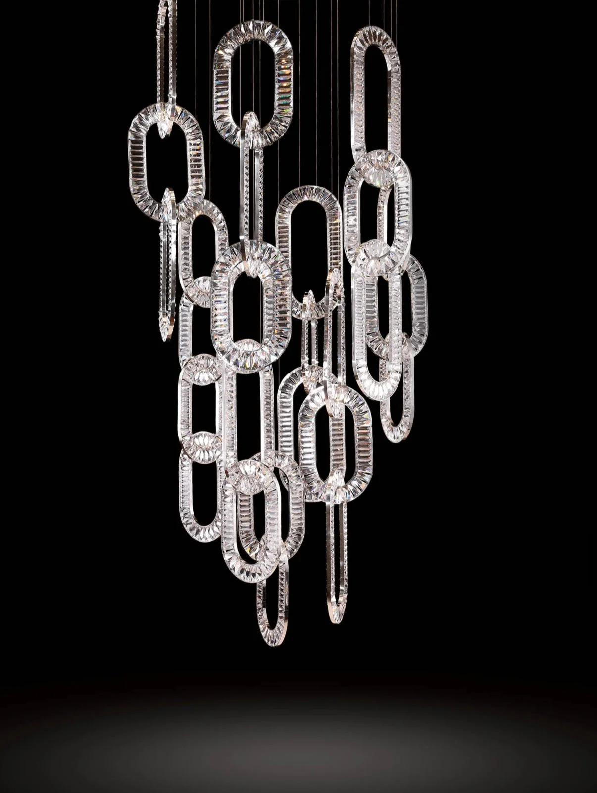 Modern Luxury Crystal Chain Cluster Chandelier for High Ceiling/Dining Room - Image 10