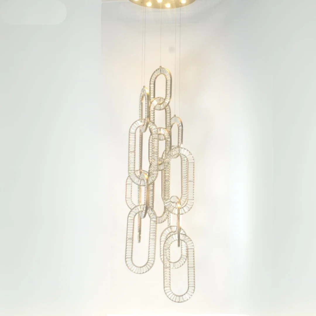 Modern Luxury Crystal Chain Cluster Chandelier for High Ceiling/Dining Room - Image 12